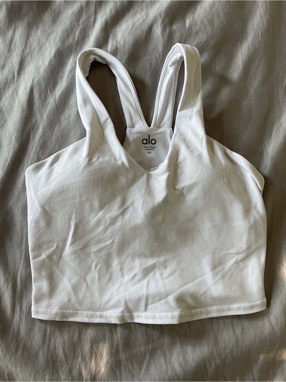 ALO Yoga White Racerback Cropped Tank